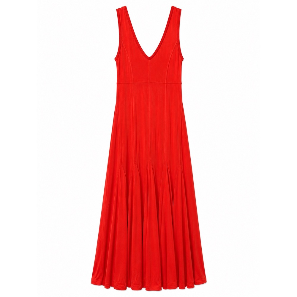 Maeve Anthropologie Maxi Dress XS Red Sleeveless Pleated V Neck